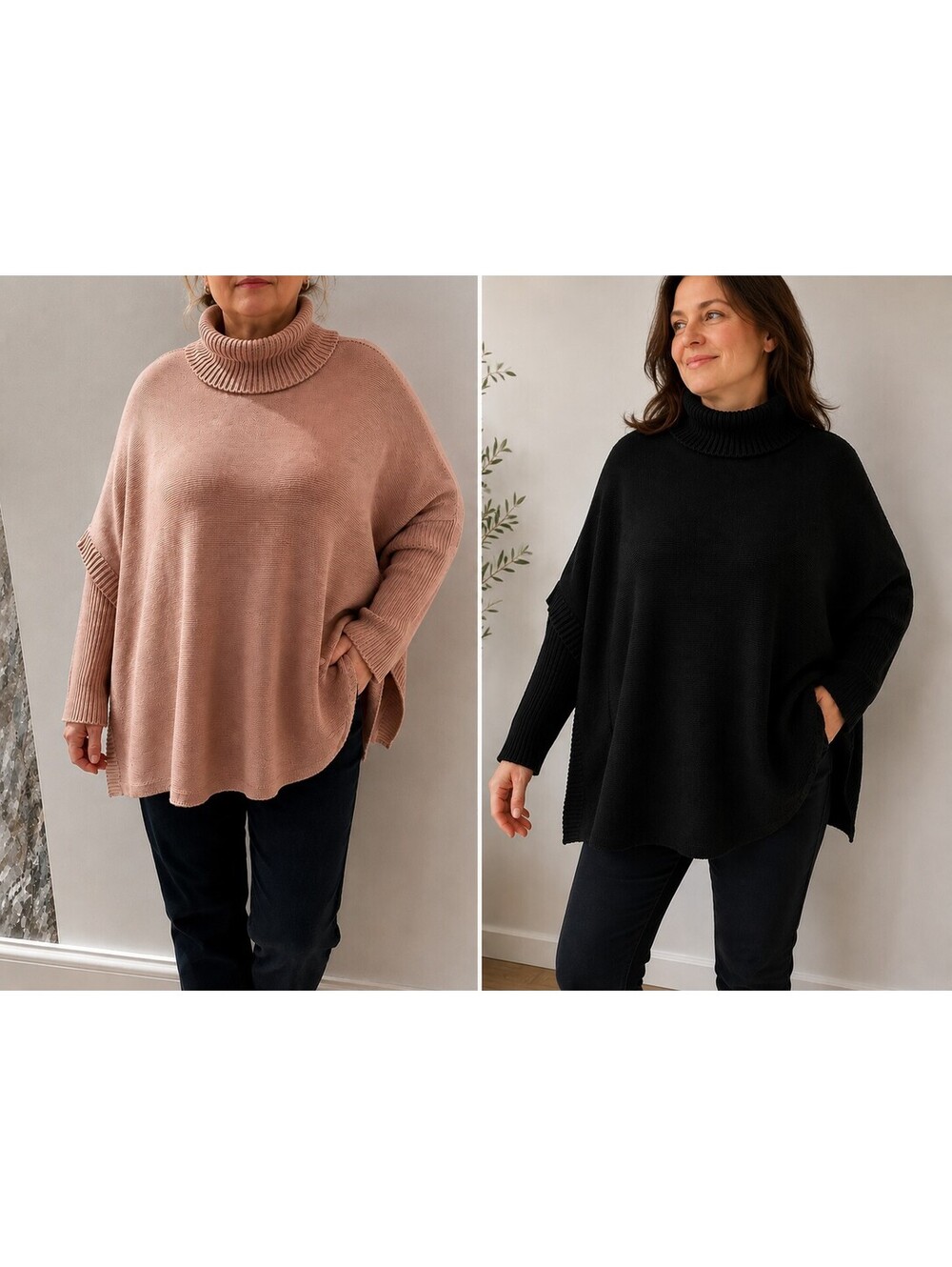 GORGEOUS Women's Black & Rose Gold MarlaWynne Tunic Sweater Lot of 2 Sz 2X